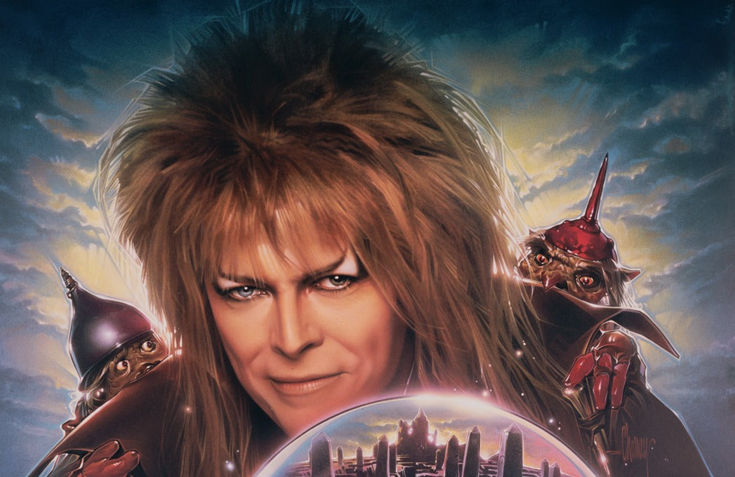 Original 1986 Labyrinth theatrical release poster, featuring David Bowie as Jareth.