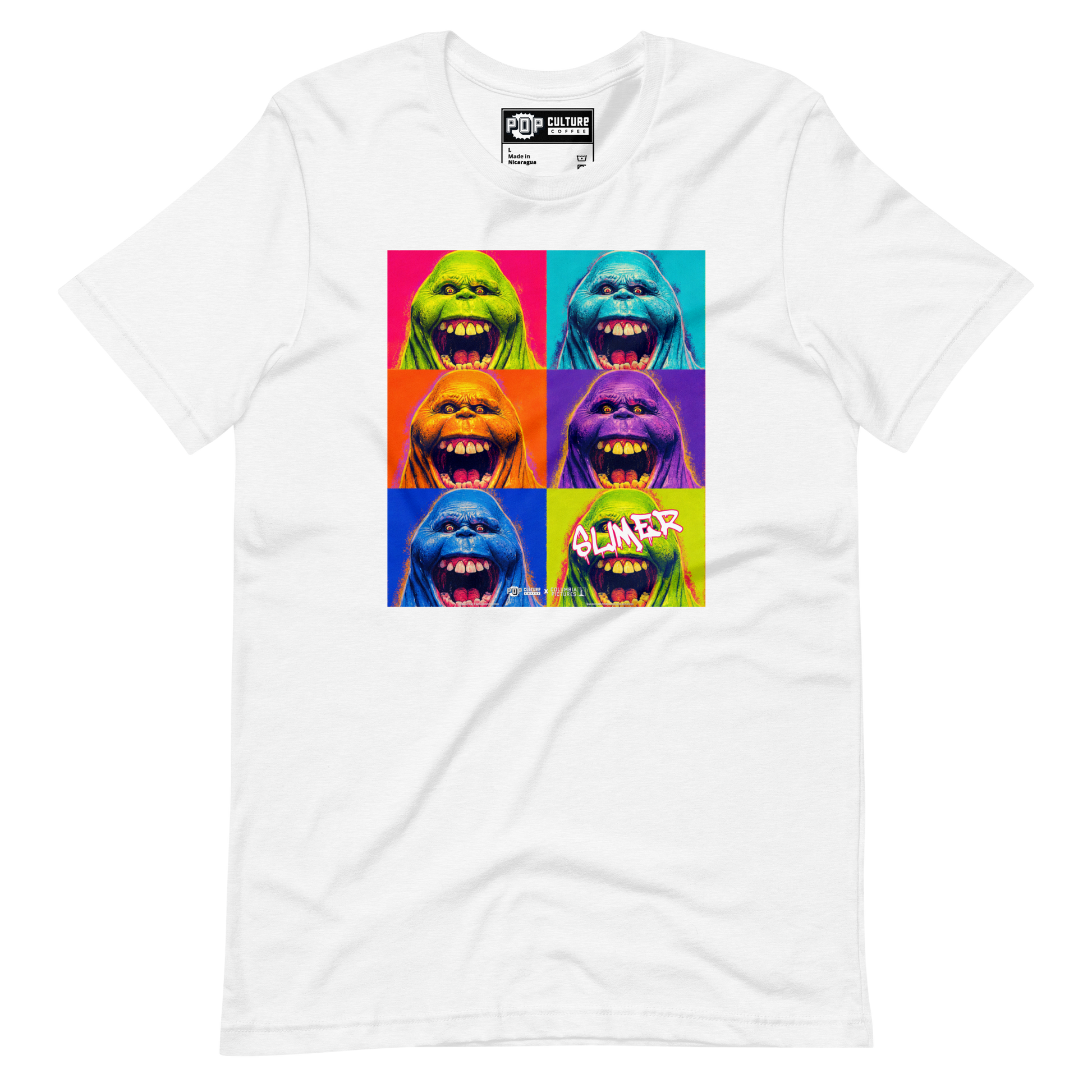 White Slimer Warhol pop-art T-shirt included in the Ecto Espresso coffee bundle